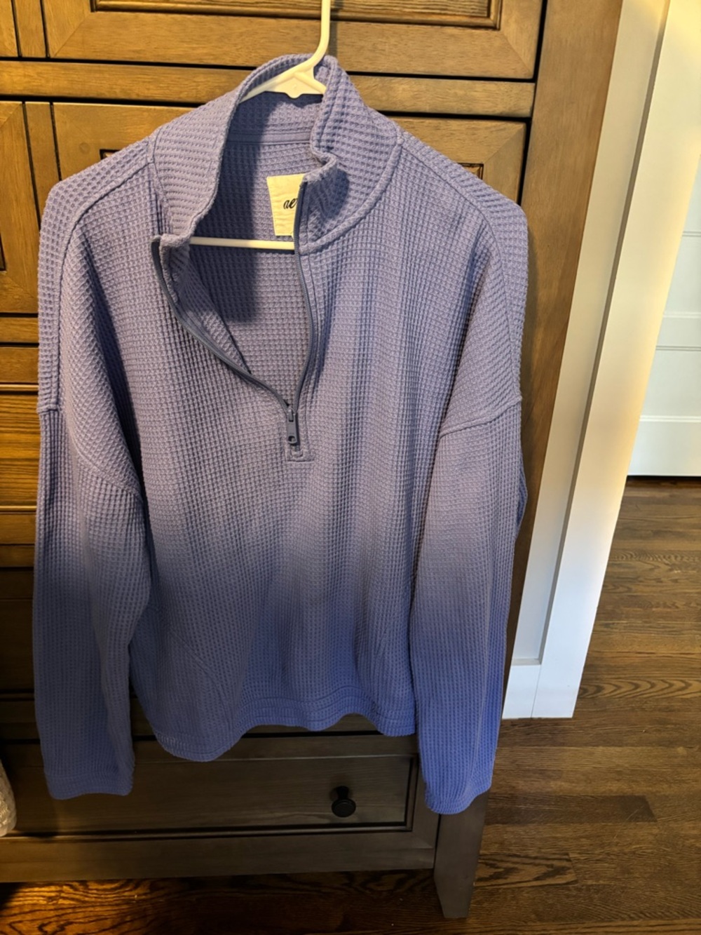 aerie blue Waffle Half-Zip Pullover Sweater - Picture 2 of 5